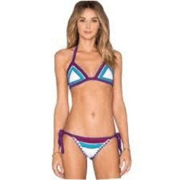 SAME Swim Los Angeles The Catch bikini bottoms Sapphire Papillon Sz L - Picture 1 of 3